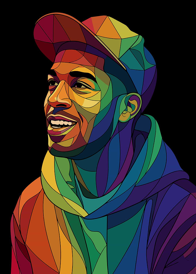 Colorful Geometric Portrait of a Kid Cudi