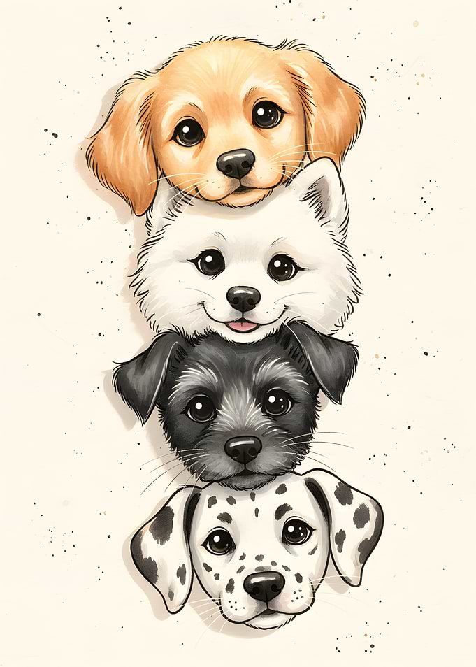Stack of Cute Puppies