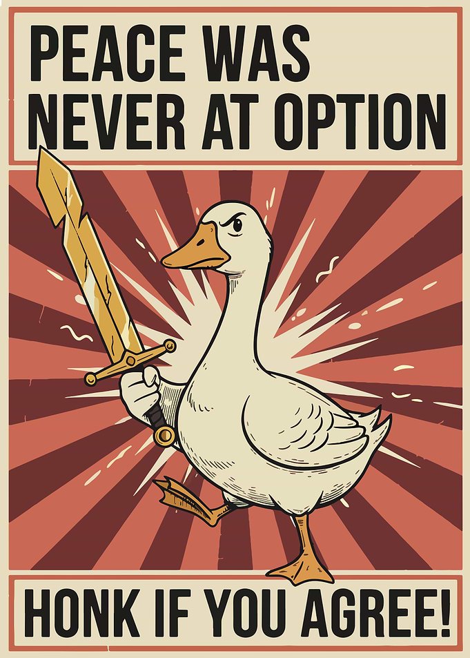 Goose with Sword Poster