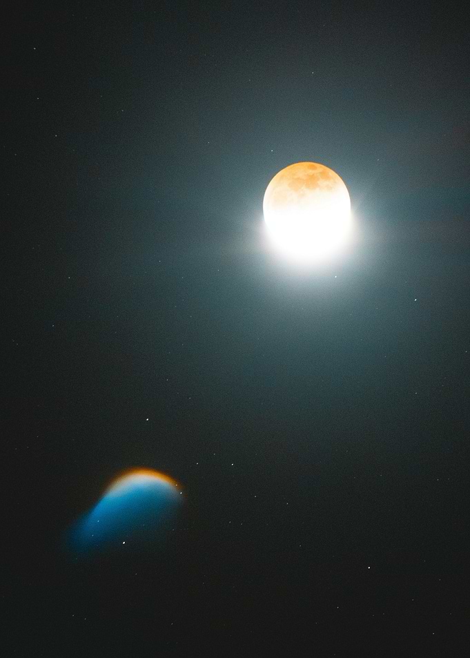 Lunar Eclipse with Starry Sky