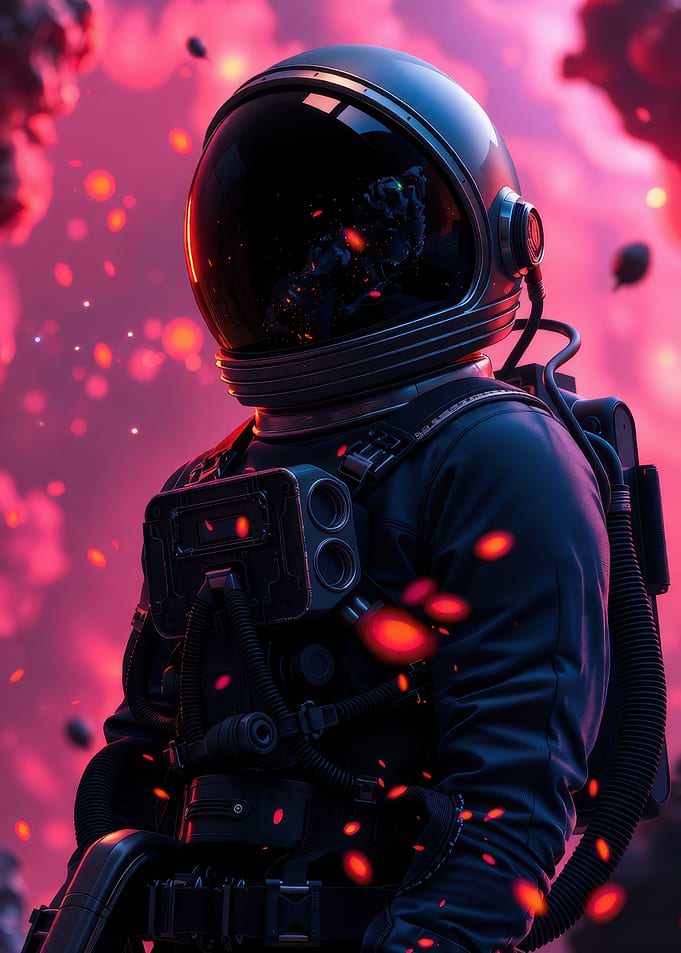 Astronaut in a Cosmic Nebula