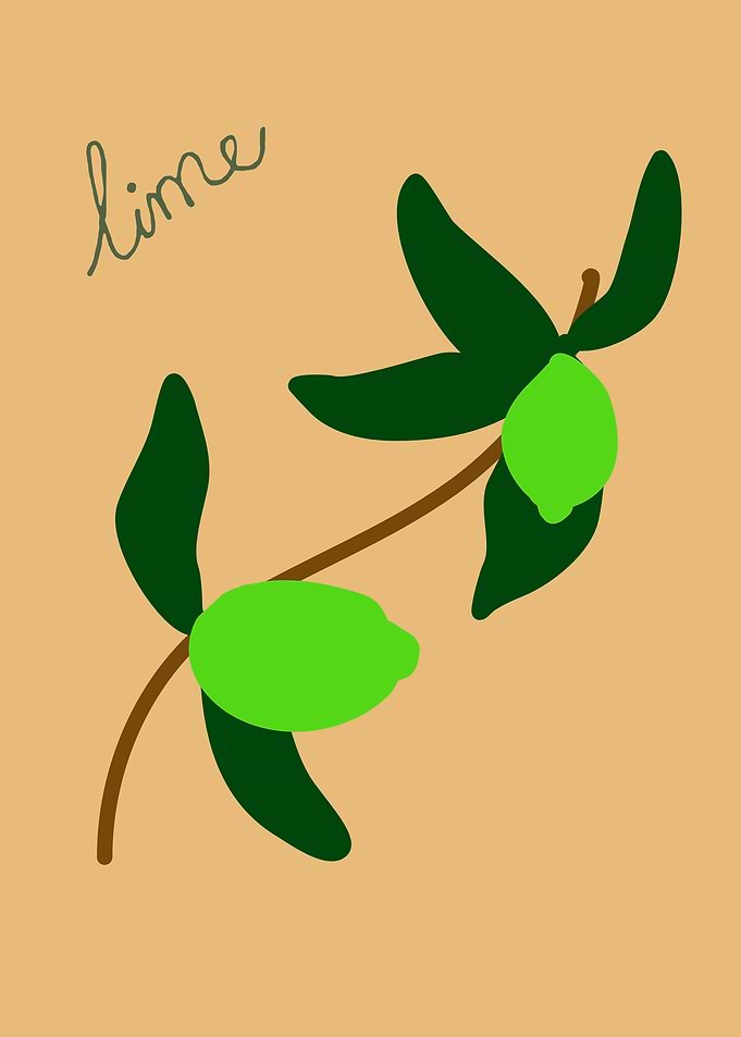 Lime branch with text