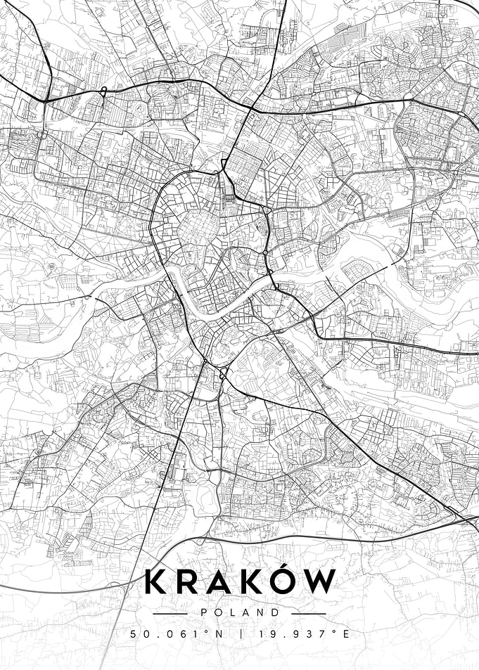 Krakow City Map Minimal