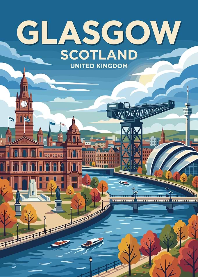 Glasgow Scotland Travel Poster