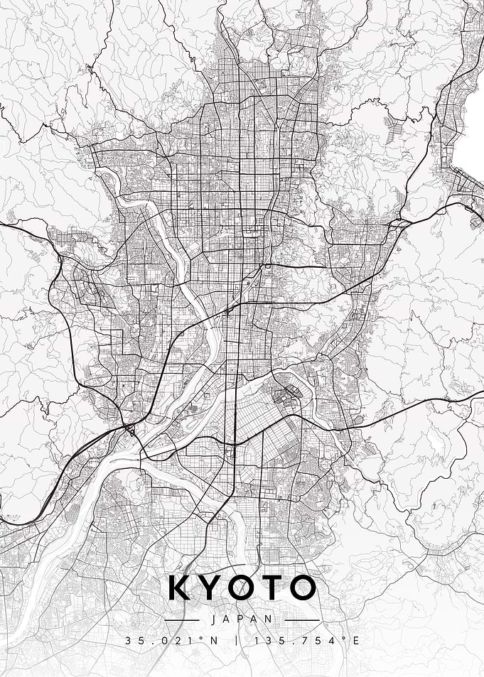 Kyoto Japan Map Minimal