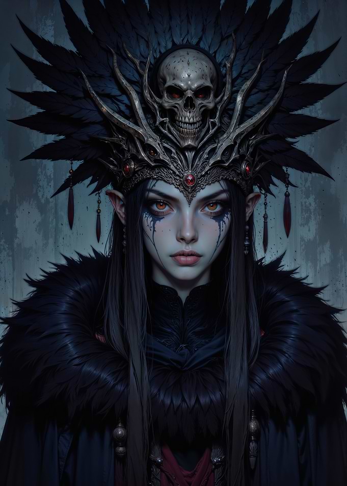 Dark Fantasy Queen with Skull Headdress