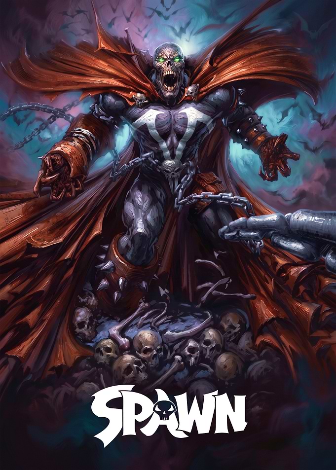 Spawn standing on skulls