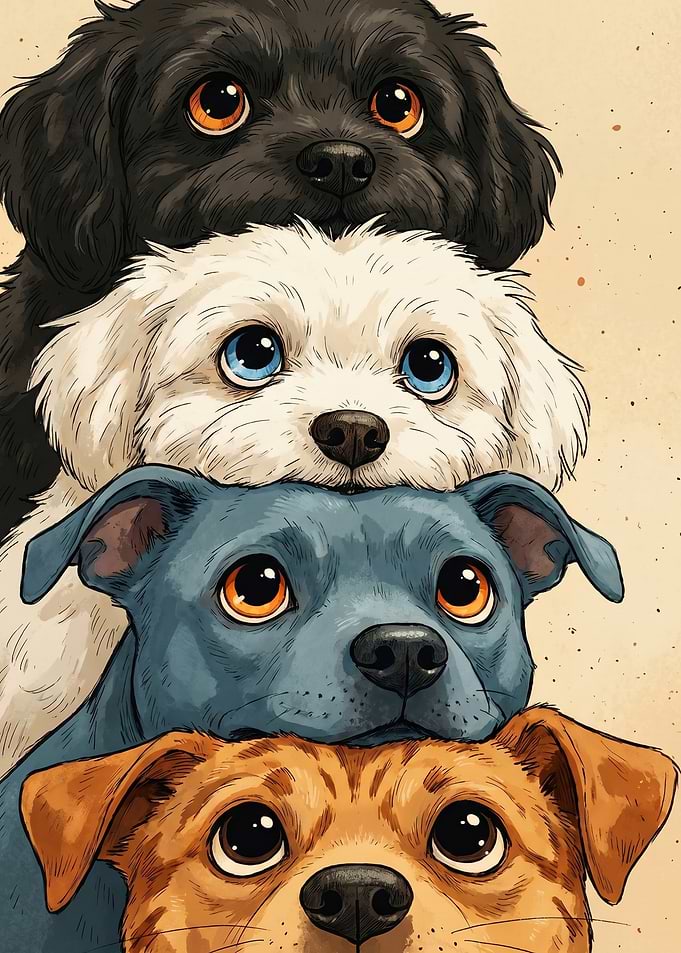 Stack of Adorable Dogs