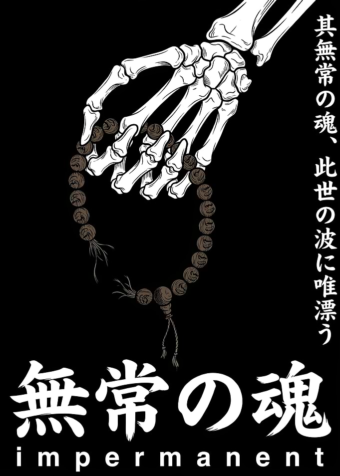 Skeleton Hand Holding Prayer Beads