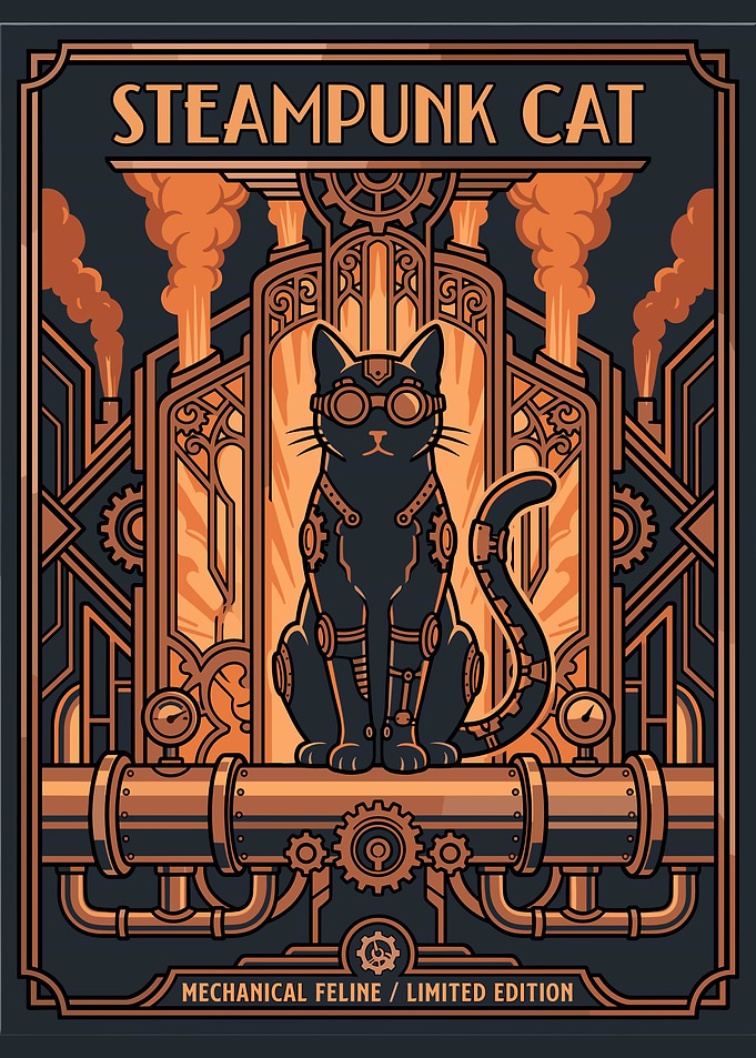 Steampunk Cat Mechanical Feline