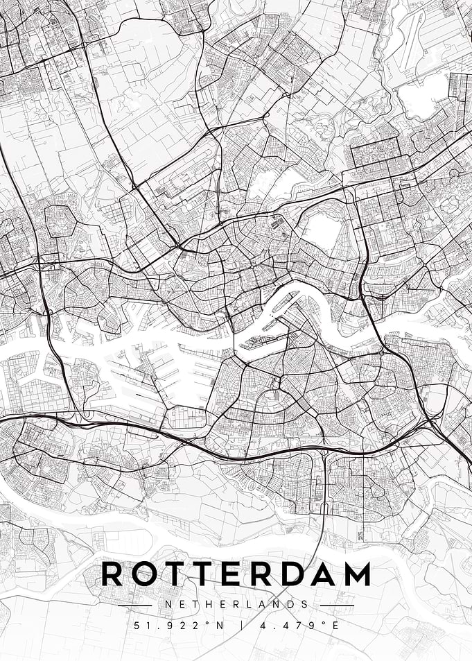 Rotterdam Netherlands Map Poster