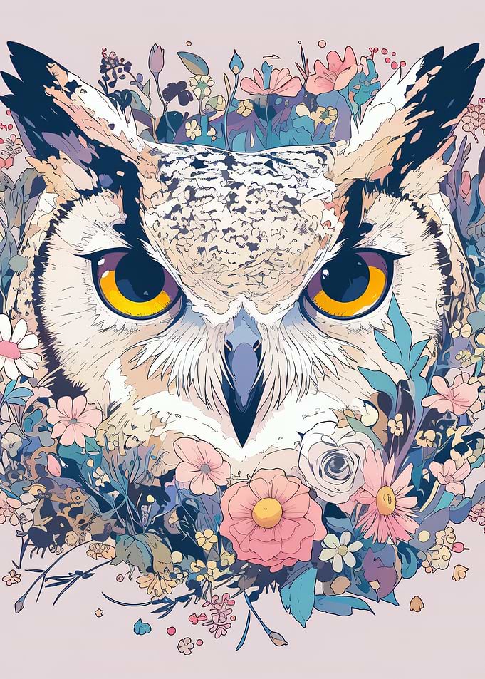 Floral Owl Portrait