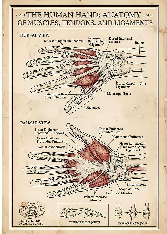 Human Hand Anatomy Diagram