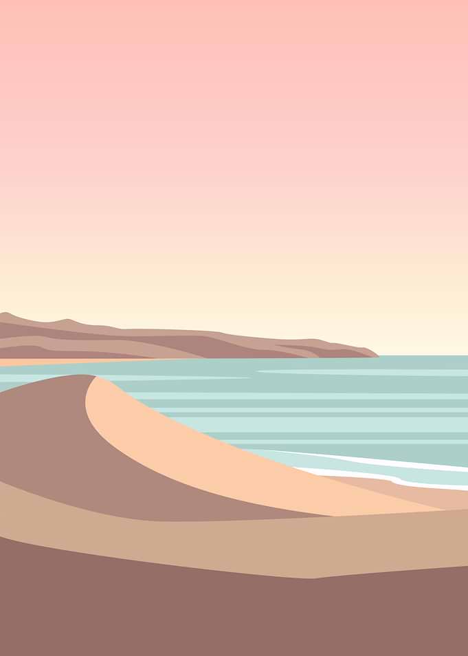 Minimalist beach and ocean landscape