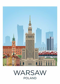 Warsaw Cityscape with Palace of Culture