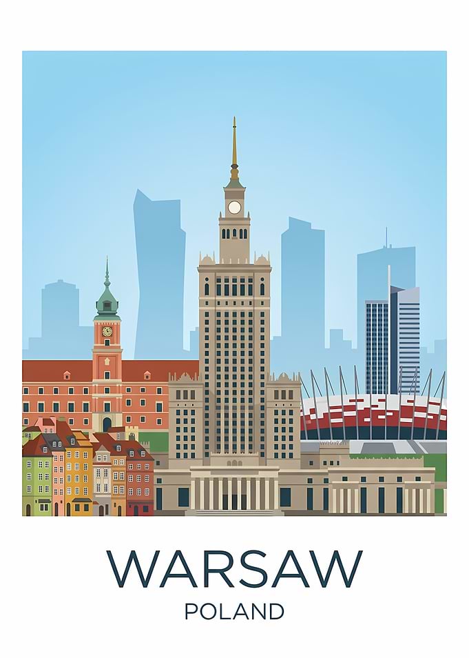 Warsaw Cityscape with Palace of Culture