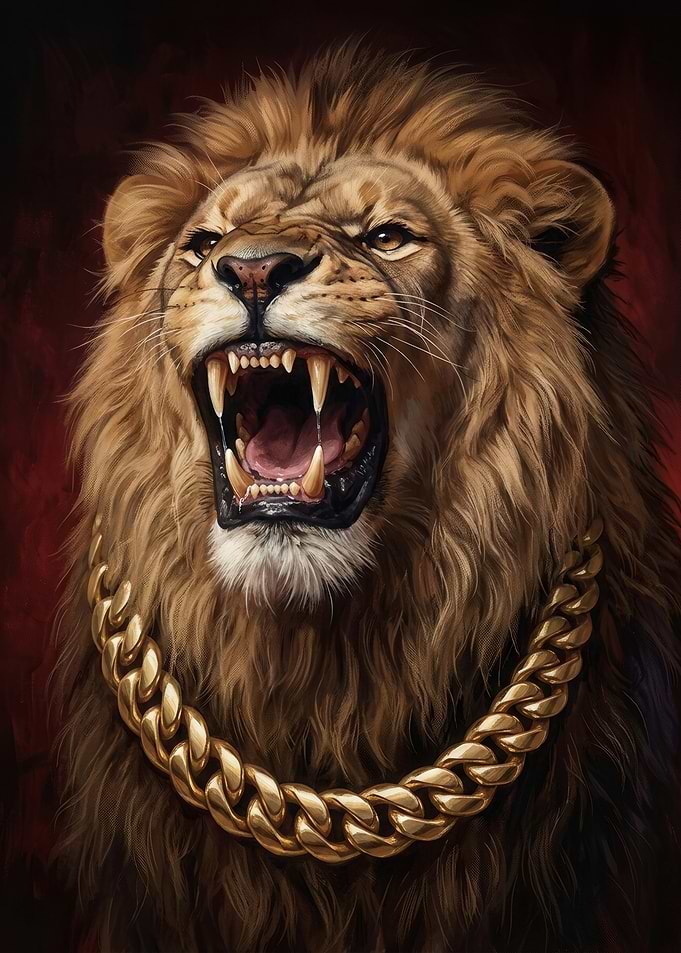 Lion Wearing a Gold Chain