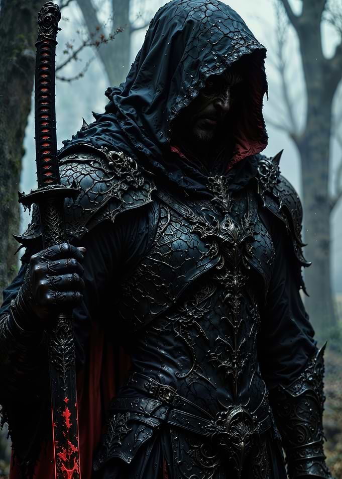 Dark Warrior with Glowing Sword