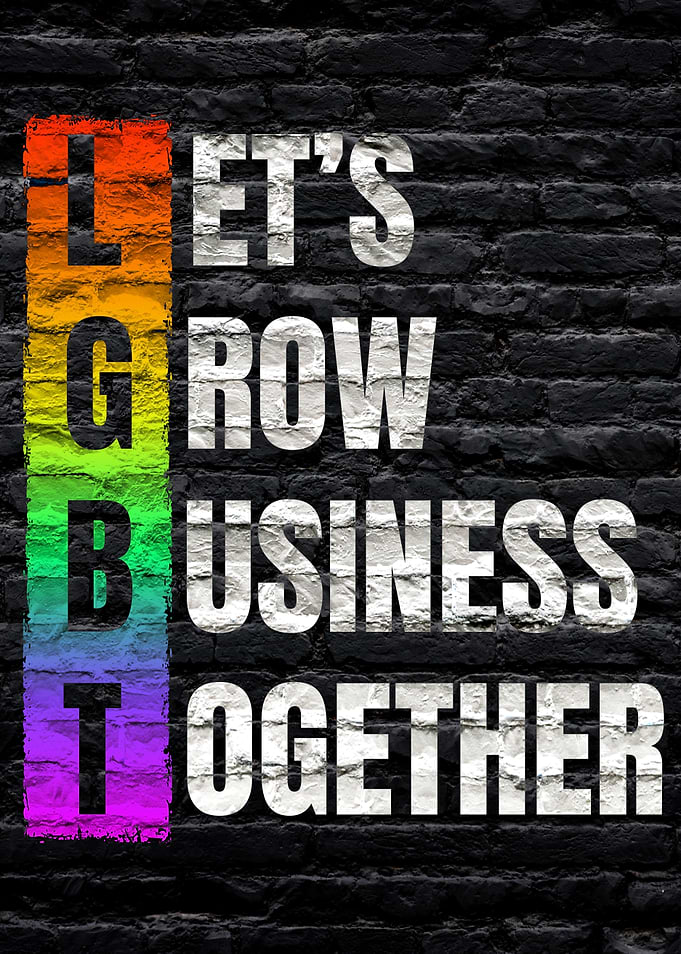 LGBT Let's Grow Business Together Text Art Graffiti dark Brick Wall