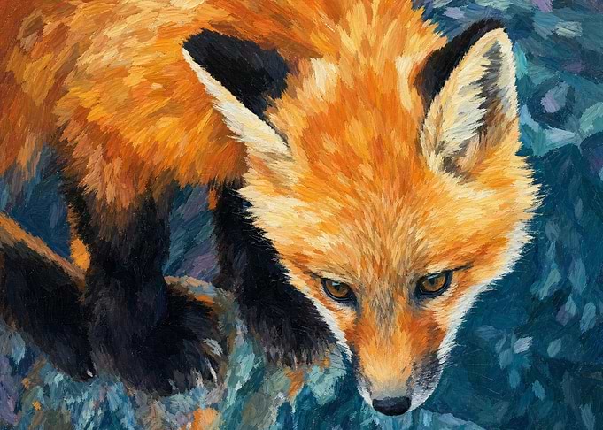 Close-up Painting of a Red Fox