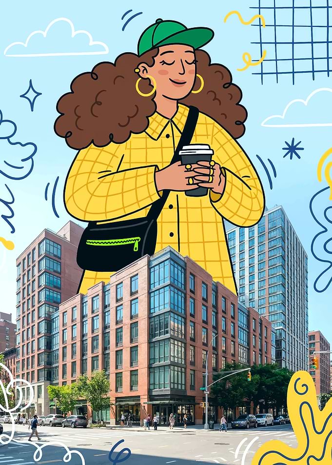 Woman with Coffee in City