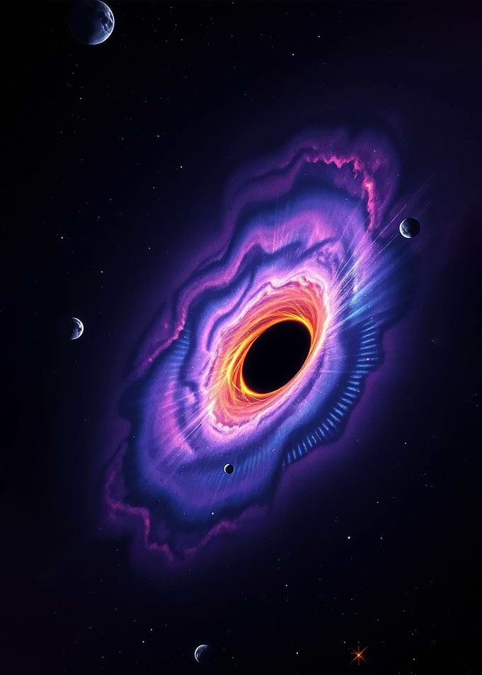 Black Hole with Accretion Disk and Planets