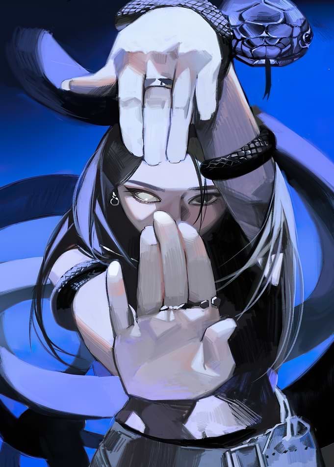 Woman with Snake and Hands