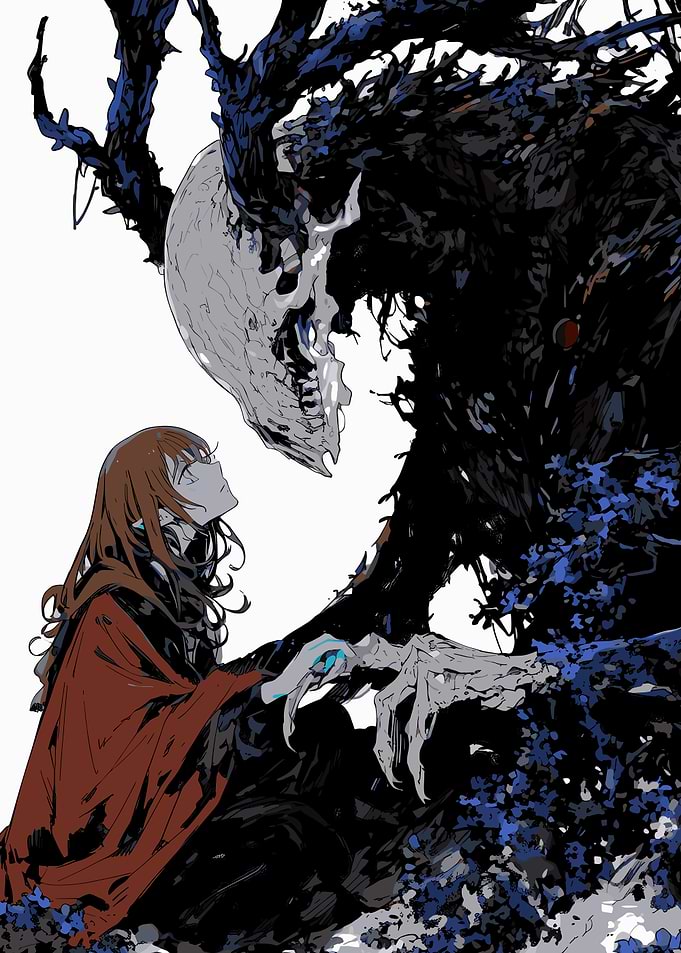 Girl and a Skull Monster
