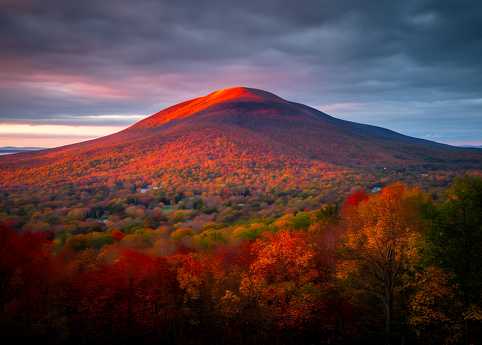 Mountain Peak Bathed in Sunset Light
