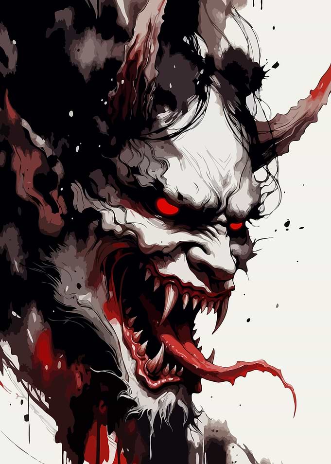 Demonic Creature with Red Eyes