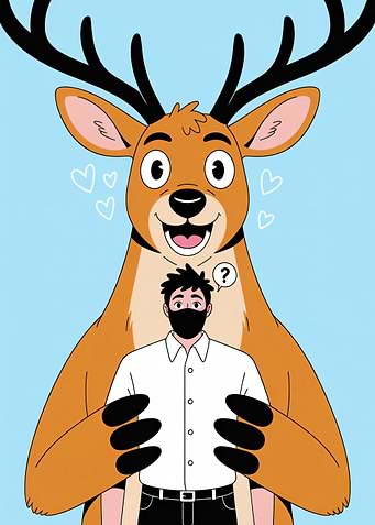 Deer Hugging a Person
