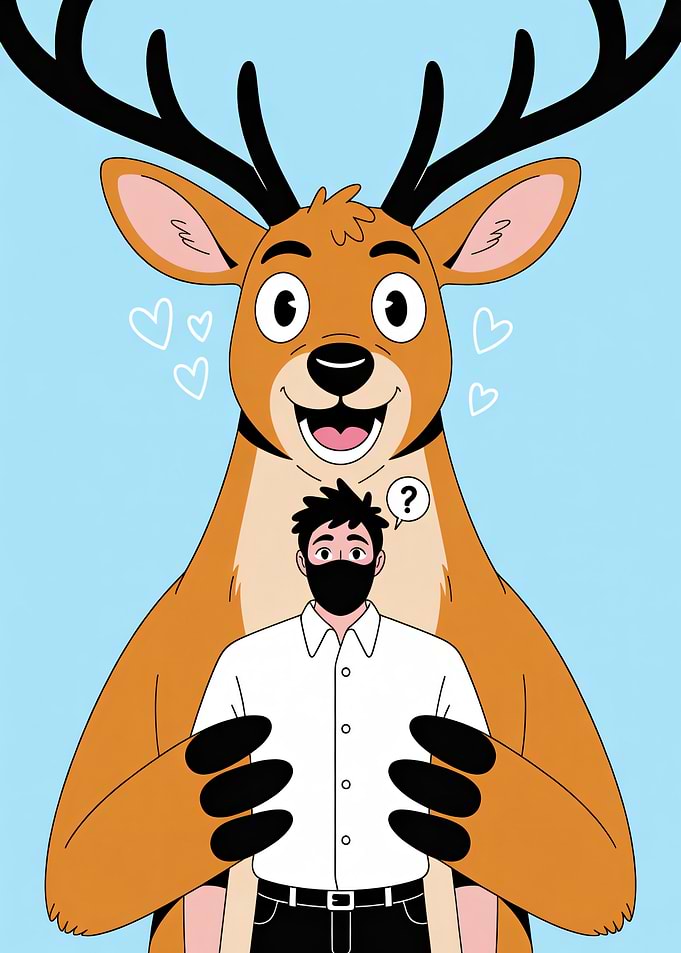 Deer Hugging a Person