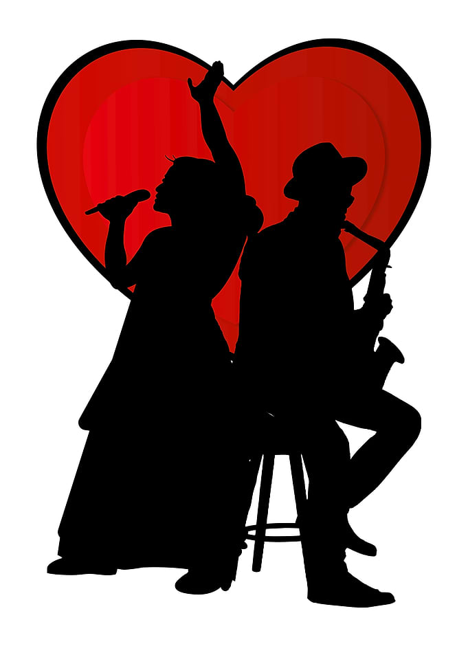 Singing and Saxophone Duo Silhouette