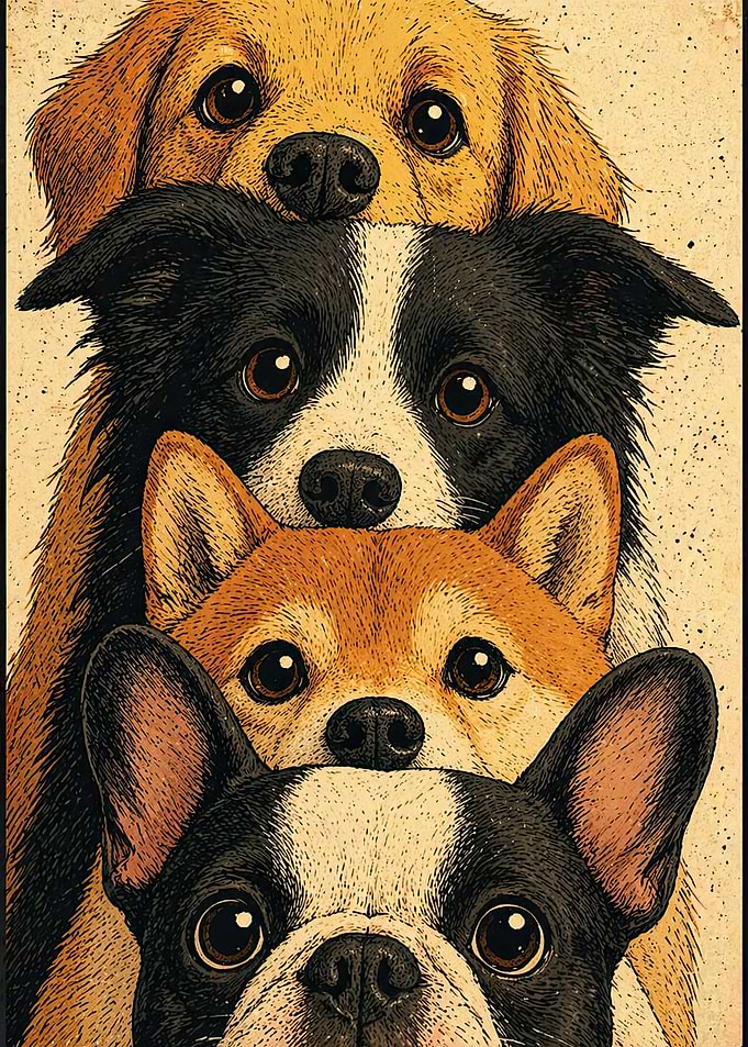 Stack of Adorable Dogs