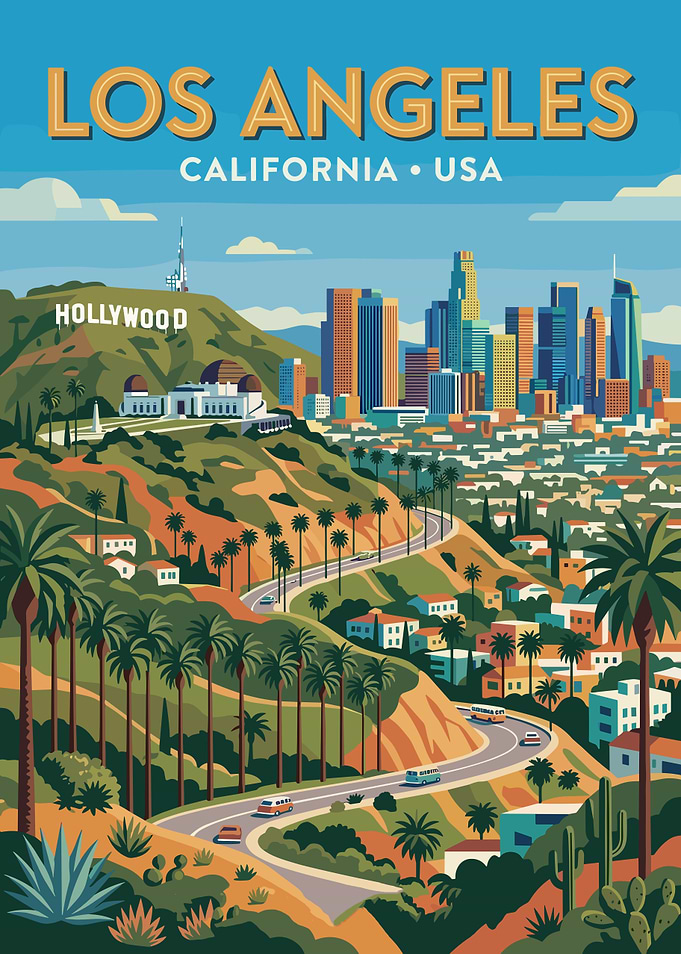 Los Angeles California USA Vintage Poster