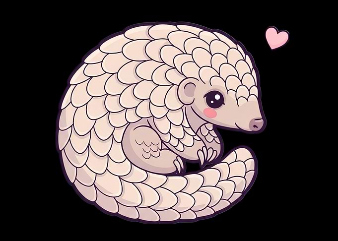 Cute Pangolin with Heart