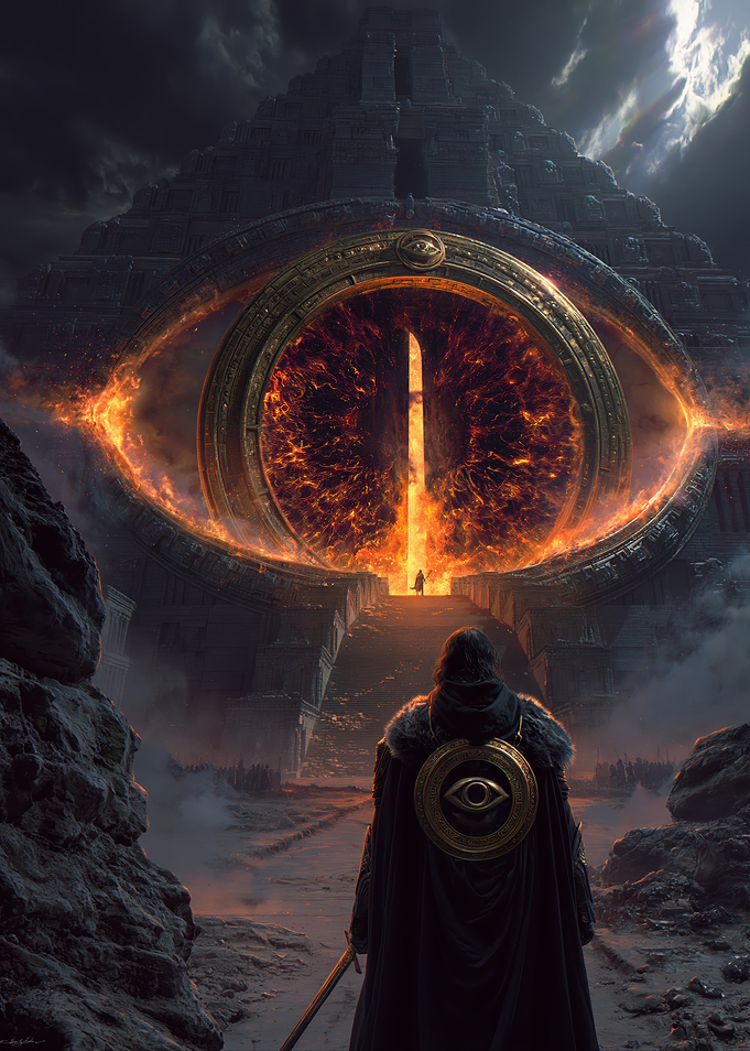 Fantasy Eye Gate with Warrior