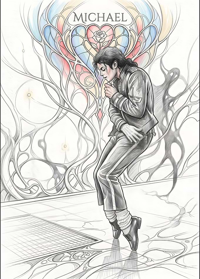 Michael Jackson in Stained Glass Style