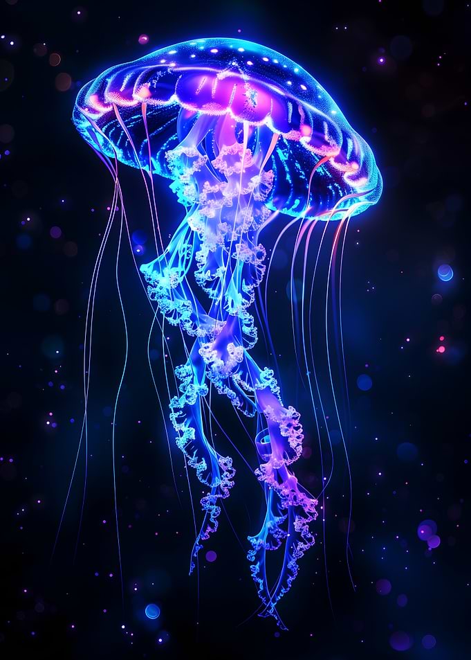 Neon Bioluminescent Jellyfish