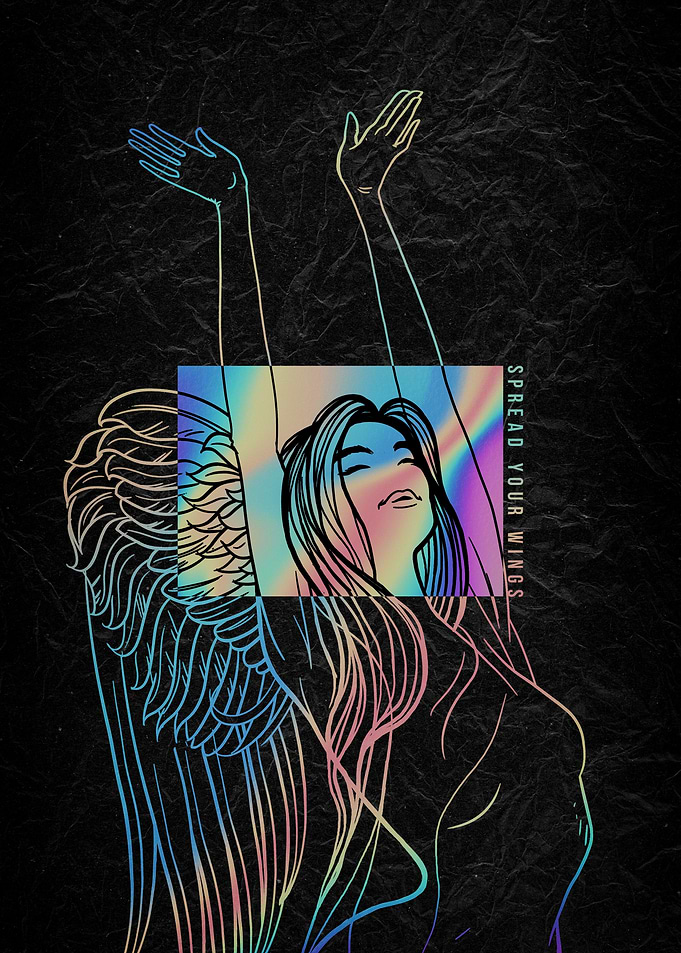 Angel with Rainbow Wings