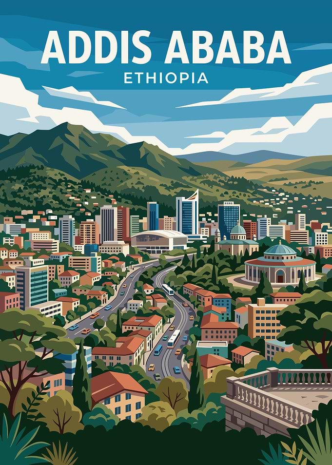 Addis Ababa Cityscape Poster