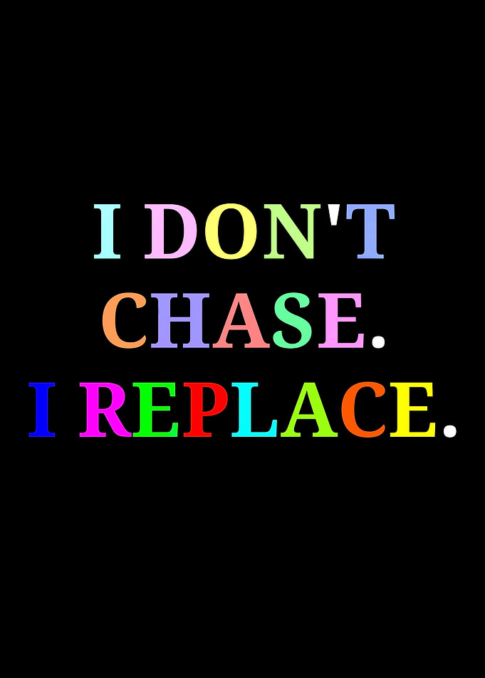 I Don't Chase, I Replace Text Art