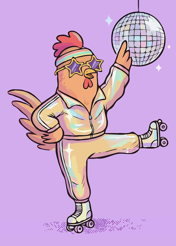 Disco Chicken - Retro Roller Skate Funky