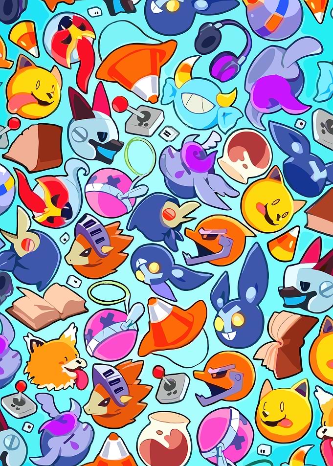 Cute Cartoon Characters and Objects Pattern