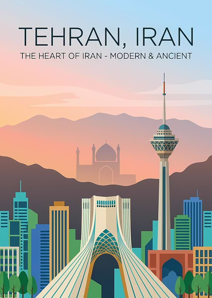 Tehran, Iran Cityscape Poster