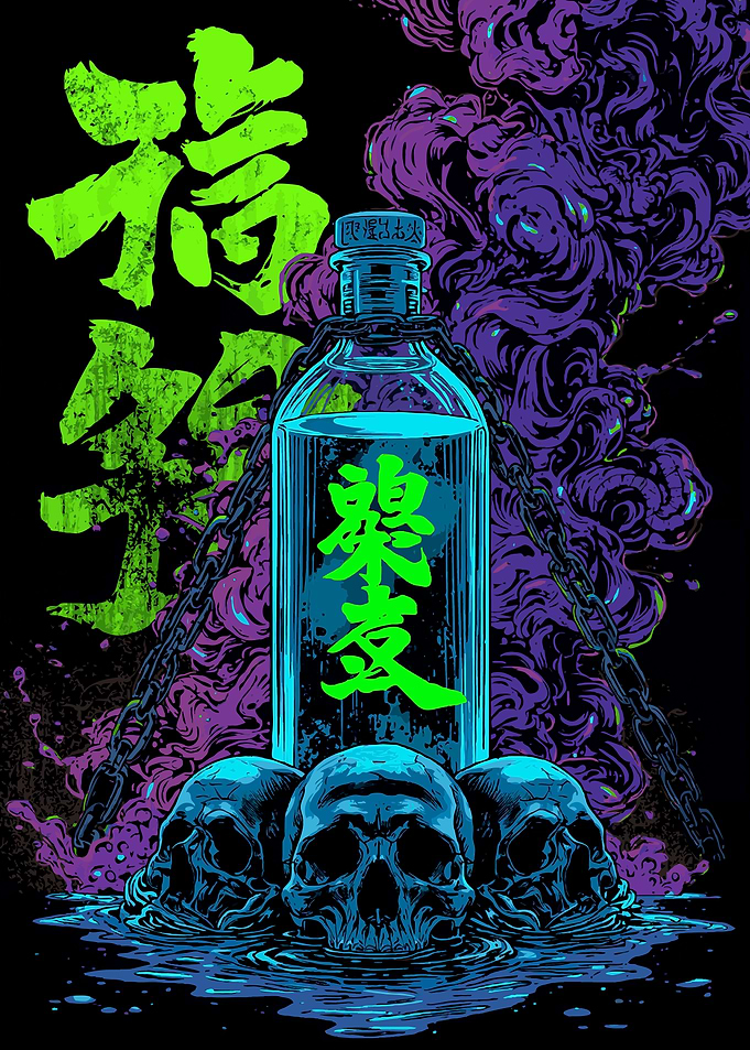 Mysterious Bottle and Japanese Mantra