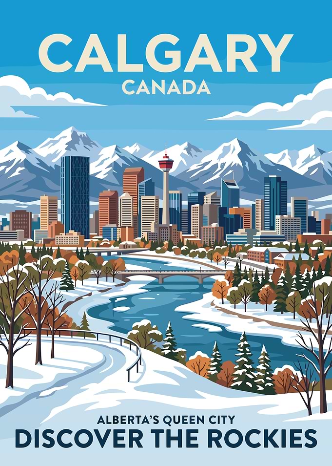 Calgary Skyline with Rocky Mountains