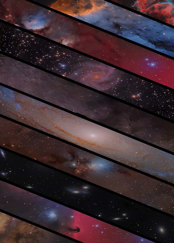 Collage of Space Nebulae and Galaxies