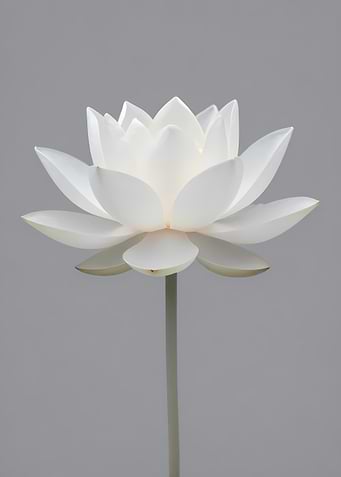 White Lotus Flower on Gray Background