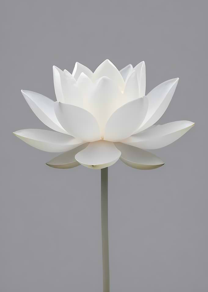 White Lotus Flower on Gray Background